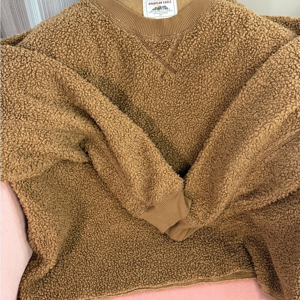 American Eagle Outfitters Women's Tan Sherpa Sweater